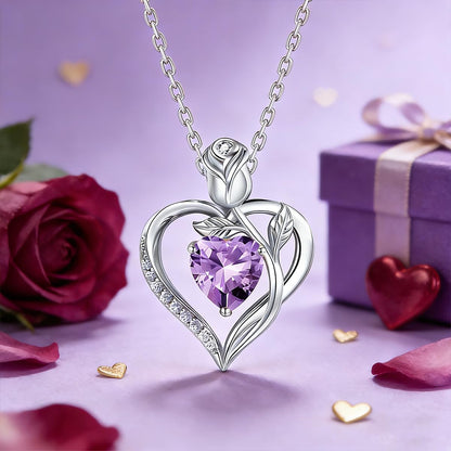 Women's Heart Pendant Necklace – 1.2CT Moissanite or Lab-Grown Sapphire, Ruby & Emerald