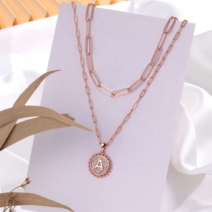 Yoosteel Layered Initial Necklaces for Women Trendy - 14K Gold-Plated Dainty Layering Paperclip Chain Coin Initial Necklace Jewelry Gifts for Women Mom Wife Teen Girls