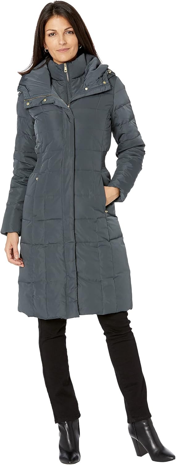 Cole Haan womens Long Quilted Puffer Coat Down Jacket