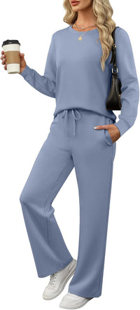 ANRABESS Women's 2 Piece Lounge Sets Casual Travel Outfits Wide Leg Tracksuit Sweatsuits Matching Set 2025 Fall Clothes