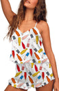 Ekouaer Satin Pajama Set for Women Silk Pjs for Women Set Camisole Top and Shorts with Ruffle Sleepwear