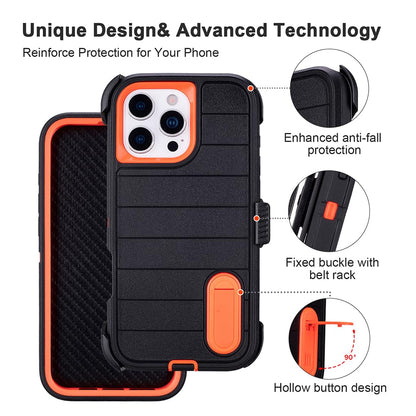 for Phone Case iPhone 16 Pro Max Case Black with Belt Clip Heavy Duty Holster for Shockproof Cases,3 Layers of Sturdy,Military Grade Defender Cover for iPhone 16 Pro Max Cases Black 6.9 Inch