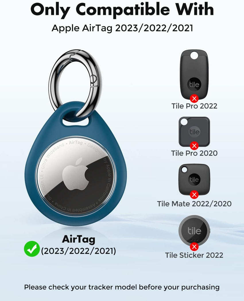 UNBREAKcable AirTag Holder for Apple - 4 Pack Air Tag Case [Fit Tightly Design] [Easy to Install] [Hold Securely] Waterproof TPU Protective Cover with Metal Keychain for Kids,Pet,Luggage,Backpack,Keys