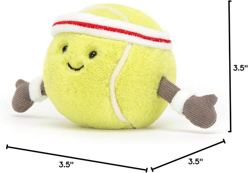 Jellycat Amuseables Tennis Ball Stuffed Toy, 3.5 inches - Tennis Ball Plush for Sports Fans
