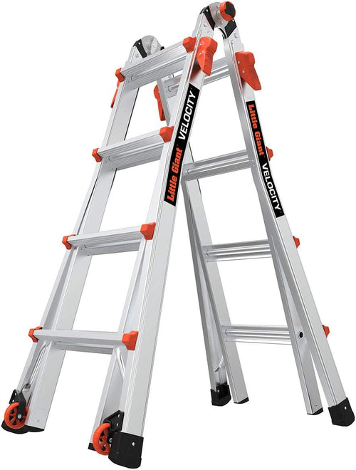 Little Giant Multi-Position Ladder, Velocity, M17, 9-15 Foot, Aluminum, Type 1A, 300 lbs Weight Rating & Work Platform, Aluminum, 375 lbs Weight Rating