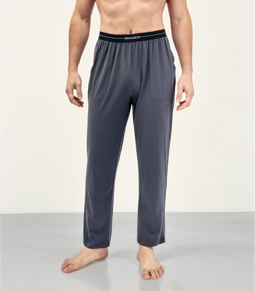 DAVID ARCHY Men's Pajama Pants Cotton Comfy Sleep Bottoms, Lightweight Lounge Pants with Pockets Soft Sleepwear PJs, 2 Pack