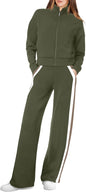 XIEERDUO Lounge Sets for Women 2025 Sweatsuit 2 Piece Outfits Sweatshirt Wide Leg Sweatpant Tracksuit Matching Set