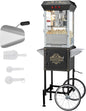 VEVOR Commercial Popcorn Machine, 8 Oz Kettle, 850 W Popcorn Maker on Wheels for 48 Cups per Batch, Theater Style Popper with 3-Switch Control Steel Frame Tempered Glass Doors Cart 1 Scoop 2 Spoons