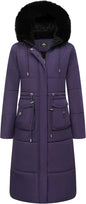 MOERDENG Women's Long Winter Puffer Coat Waterproof Warm Maxi Down Jacket Faux Fur Removable Hood Parka