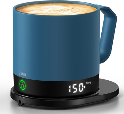 Heated Coffee Mug Rechargeable - Temperature Control Self Heating Coffee Mug 14oz with Lid, Double Sided & Real-Time LED Display, Hot up to 150℉, Birthday Gifts for Women and Men(Red)