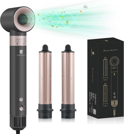 Hair Dryer Brush Air Styler: Dual Voltage 7 in 1 Ionic Multi Styling Tools with Hot Air Straightener, Auto Wrap Curlers, Frizz-Free Volumizer, Fast Blow Drying Curling Straightening and Smoothing