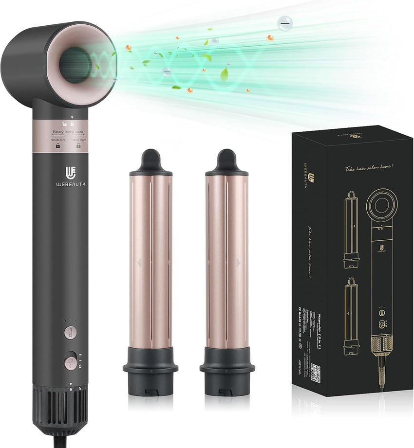 Hair Dryer Brush Air Styler: Dual Voltage 7 in 1 Ionic Multi Styling Tools with Hot Air Straightener, Auto Wrap Curlers, Frizz-Free Volumizer, Fast Blow Drying Curling Straightening and Smoothing