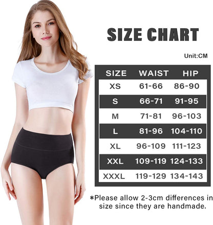 wirarpa Women's Cotton Underwear High Waisted Ladies Panties Full Coverage Briefs 4 Pack (Regular & Plus Size)