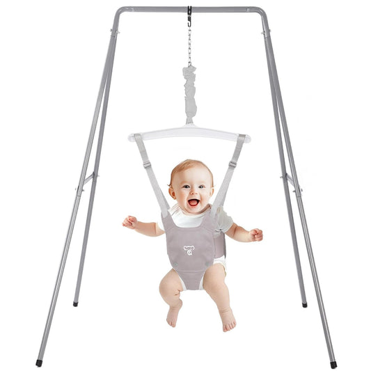 G TALECO GEAR Baby Jumper with Stand, Baby Jumpers and Bouncers, Baby Exerciser Suitable for 6-24 Months, Easy to Assemble & Store Jumper for Baby (Grey)
