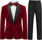 Boys Velvet Suits Slim Fit Tuxedo 2 Piece Kids Blazer Jacket Pants Formal Sizes 4-20 Fashion Ring Bearer Outfit for Wedding