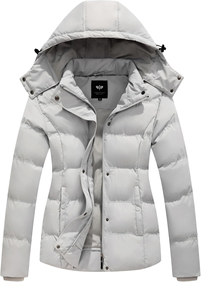 GGleaf Women's Winter Coats Quilted Puffer Jacket Warm Snow Coat with Removable Hood