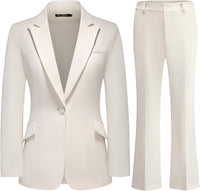 Women's Suit 2 Piece Set Pinstripe Blazer and Bootcut Dressy Pants Set for Work Office Business Outfits