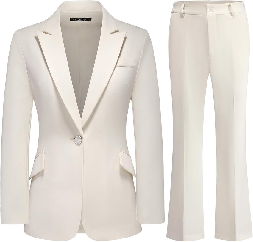 Women's Suit 2 Piece Set Pinstripe Blazer and Bootcut Dressy Pants Set for Work Office Business Outfits