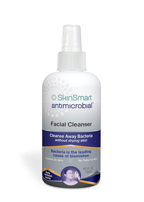 SkinSmart Antimicrobial Facial Cleanser for Breakouts & Blemishes; Hypochlorous Acid Formula Targets Bacteria to Reduce Skin Irritation and Flush Pores Clean, 8 oz Spray, All Ages & All Skin Types