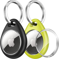 UNBREAKcable AirTag Holder for Apple - 4 Pack Air Tag Case [Fit Tightly Design] [Easy to Install] [Hold Securely] Waterproof TPU Protective Cover with Metal Keychain for Kids,Pet,Luggage,Backpack,Keys