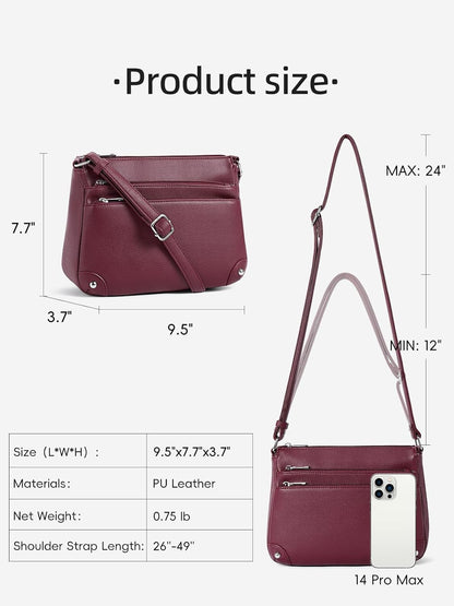 WESTBRONCO Crossbody Bags for Women, Medium Size Shoulder Handbags, Satchel Purse with Multi Zipper Pocket