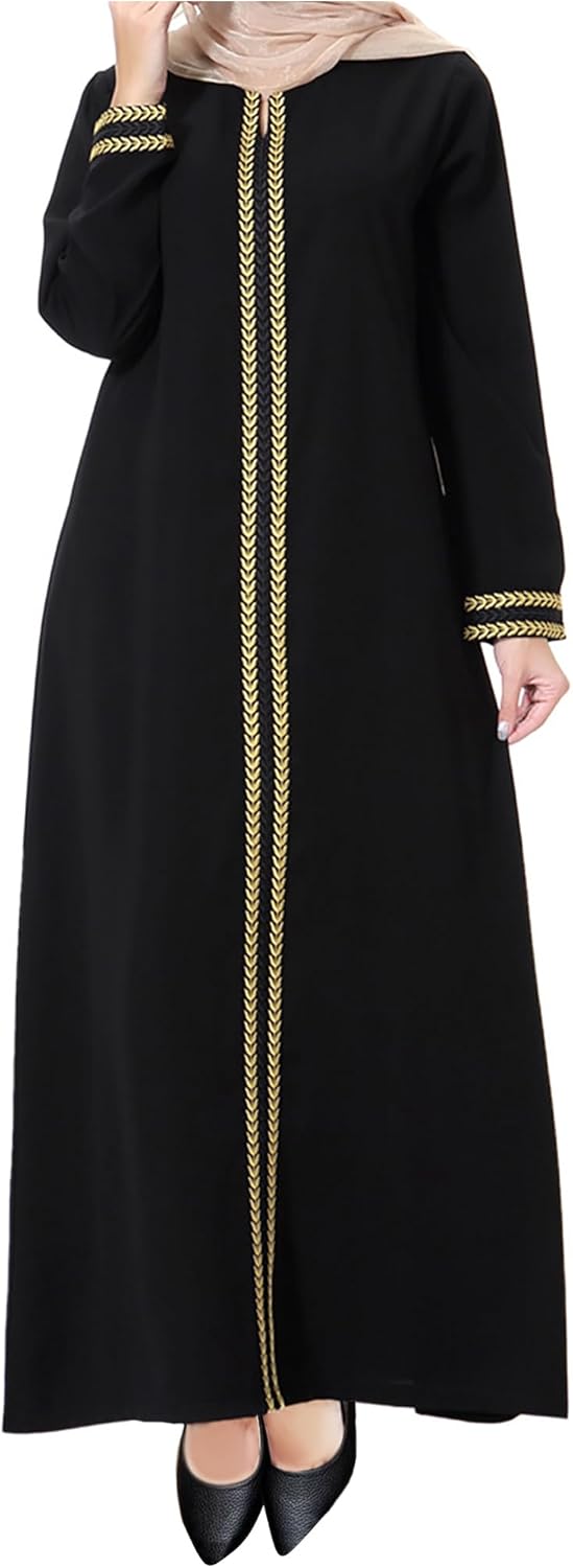 WSPLYSPJY Embroidered Abaya Muslim Dresses for Women Maxi Long Sleeve Prayer Clothes Middle Eastern Kaftans