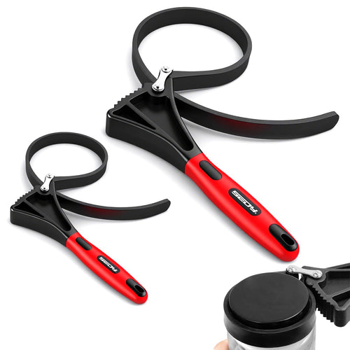 2-Piece Rubber Strap Adjustable Wrench Set Diameter 4" and 6", Oil Filter Pipe Jar Opener Strong Grip Plumbers Universal Spanner for Drain Sewer Cap Sink Pliers Nut Shower Head Valve Removal