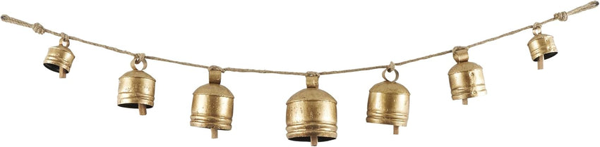 Deco 79 Rustic Metal Cowbell Decorative Bells, 4" x 3" x 29.01", Gold
