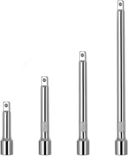 1/4" Socket Extension Set - 4PCS Drive Socket Quarter Inch Extension Bar Set 2" / 50mm, 3" / 75mm, 4" / 100mm, 6" / 150mm CR-V Durable Material