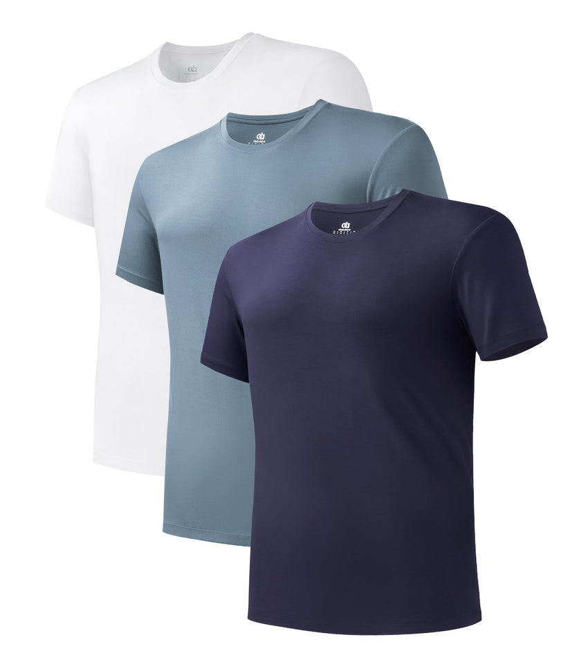 DAVID ARCHY Men's Undershirt Bamboo Rayon Moisture-Wicking Crewneck T-Shirts Stretch Tees for Men, 3 or 5 Pack