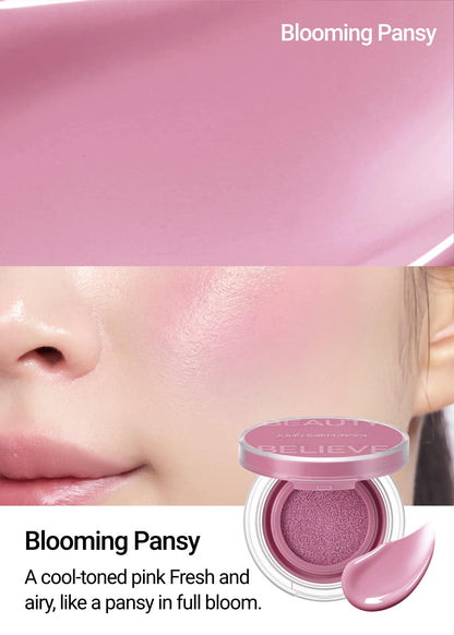 JUNGSAEMMOOL Artist Cushion Blush (Dewy Coral) | Easy to Blend, Lightweight, Hydrating Korean Makeup Cushion Blush for Dewy & Glowing Cheeks