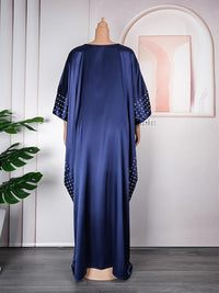 HD African Dresses for Women Fashion Beading Rhinestone Kaftan Maxi Dress