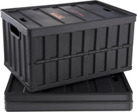 VEVOR 45L Collapsible Storage Bins with Lids 3 Packs, Stackable Utility Crates with Handles, Large Folding Containers for Organizing Tools, Snacks, Books, Food, Drinks, Camping & Transport