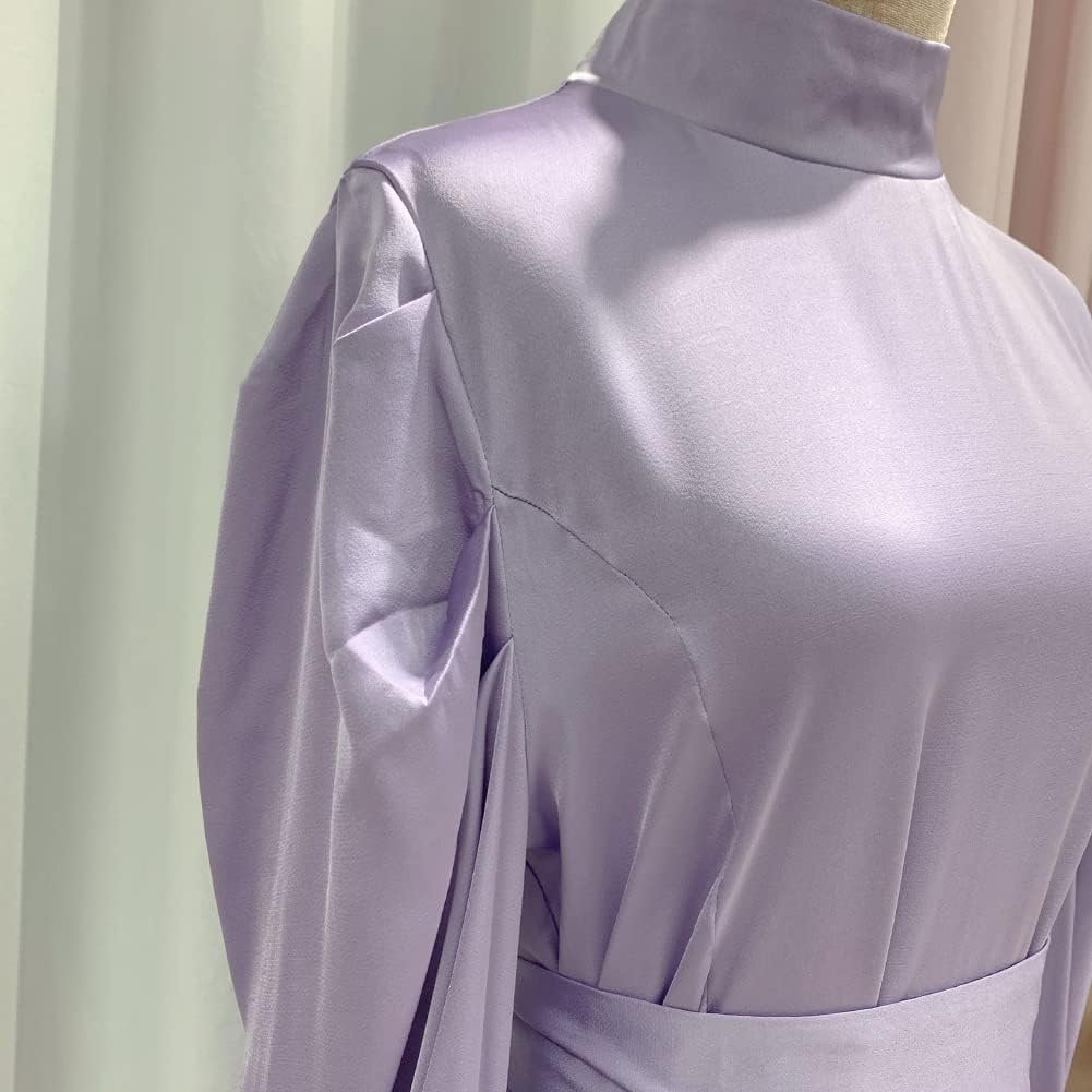 OBEEII Muslim Dress for Women Loose Full Cover Long Abaya Satin Dress Kaftan Abayas Islamic Robe S-XXL