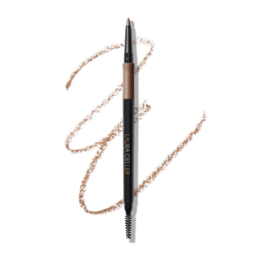 LAURA GELLER NEW YORK INKcredible Waterproof Brow Pencil- Blending Spoolie Brush - Long Lasting Eyebrow Filler (02 Taupe)