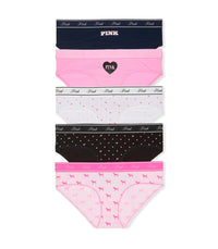 Victoria's Secret PINK Women's Cotton Logo Hipster Underwear, Moderate Coverage Panties for Women, Multi Pack (XS-XXL)