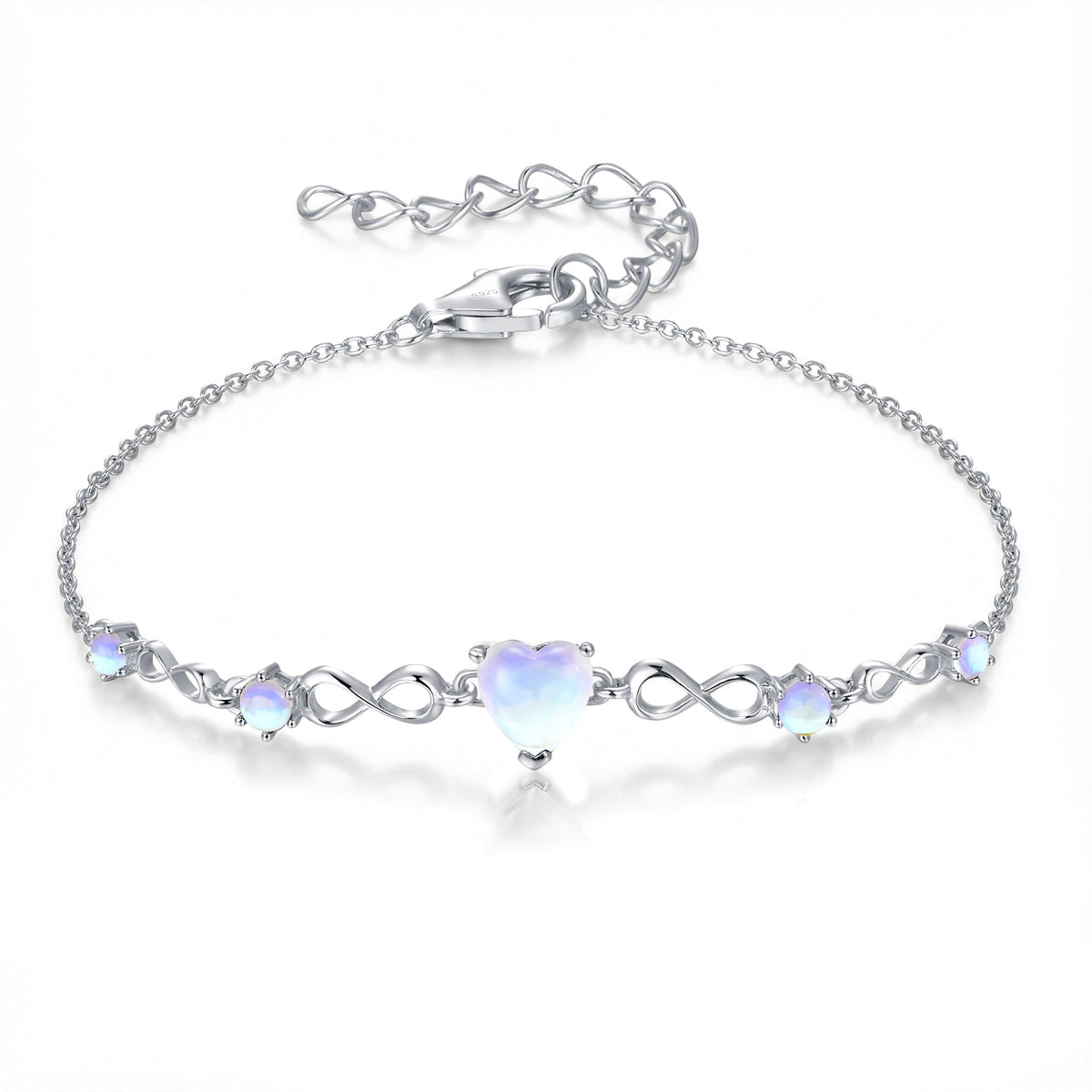 G&GEMSJEW Infinity Heart Birthstone Bracelets for Women, 925 Sterling Silver Women Charm Link Bracelet Adjustable, Birthday Anniversary Christmas Jewelry Gifts for Women Wife Mom Girlfriend Her