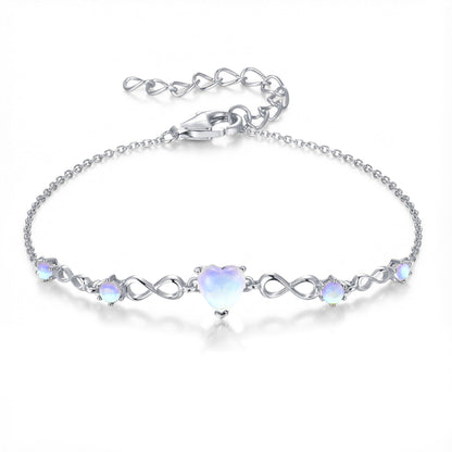 G&GEMSJEW Infinity Heart Birthstone Bracelets for Women, 925 Sterling Silver Women Charm Link Bracelet Adjustable, Birthday Anniversary Christmas Jewelry Gifts for Women Wife Mom Girlfriend Her