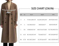 Mina Self Long Wool Coat Women 2025 Fall Winter Notch Lapel Double Breasted Full-Lined Business Casual with Pockets Pea Coats