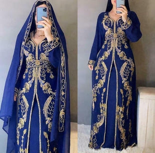Abaya Dress for Women Muslim Dubai Sadui Moroccan Kaftan Fancy Abaya Cocktail Dress Women Kaftan Long Wedding Party Dress