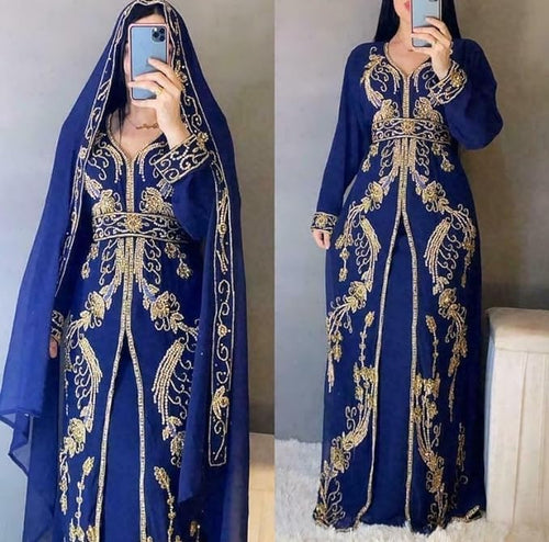 Abaya Dress for Women Muslim Dubai Sadui Moroccan Kaftan Fancy Abaya Cocktail Dress Women Kaftan Long Wedding Party Dress