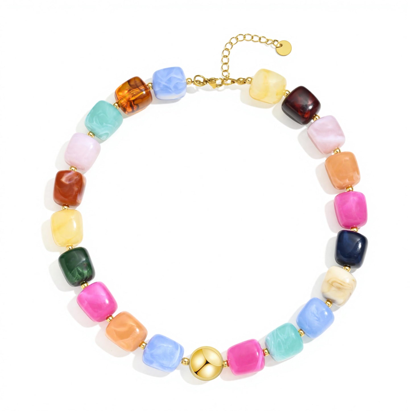 Chunky Beaded Statement Necklace for Women Trendy Colorful Boho Resin Bead Choker Necklaces Summer Handmade Jewelry Gifts Accessories