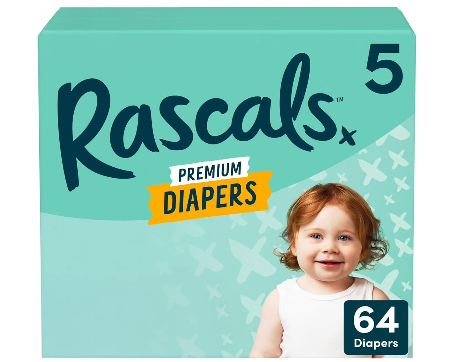 Rascals Disposable Baby Diapers Size 5 (64 Count), Absorbent Core, Up to 12 Hours Leak Protection, Gentle on  Skin, Secure Fit, Soft Comfort( Clearance)