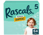 Rascals Disposable Baby Diapers Size 5 (64 Count), Absorbent Core, Up to 12 Hours Leak Protection, Gentle on  Skin, Secure Fit, Soft Comfort( Clearance)