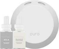Pura Smart Home Fragrance Device Starter Set - Pura 4 - Scent Diffuser for Home - Includes Fragrance Aroma Diffuser - Square Box, Maui Mango and Signature Island Blend Scent Refills