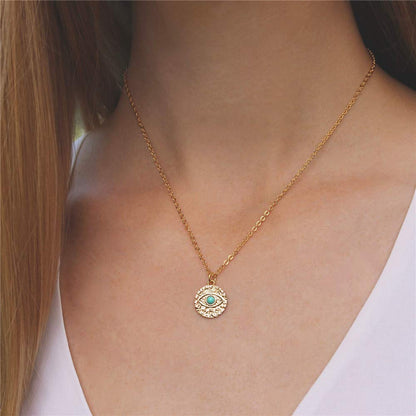 Turandoss Dainty Layered Choker Necklace, Handmade Y Pendant Necklace Multilayer Bar Disc Necklace Adjustable Layering Choker Necklaces for Women