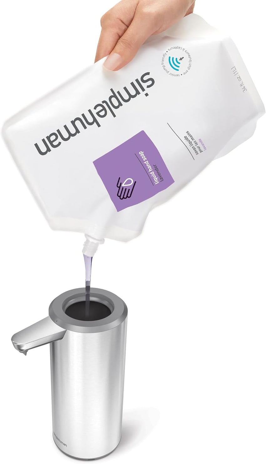 simplehuman 9 oz. Touch-Free Automatic Rechargeable Sensor Pump, Brushed Stainless Steel, New