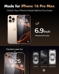 UNBREAKcable 3-Pack Screen Protector for iPhone 16 Pro Max Tempered Glass - [One-Pull Perfection] [Auto Dust-Elimination] [9H+ Hardness] [99.99% HD Clear] Full Coverage for iPhone 6.9 inch