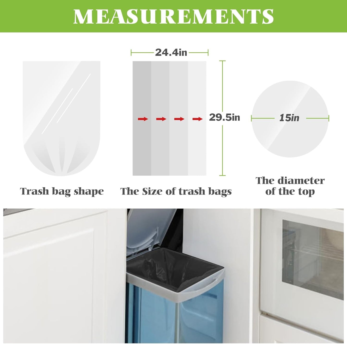 10 Gallon 200 Counts Extra Strong Trash Bags Tall Kitchen Garbage Bags by Teivio, 9 Gallon 10 Gallon,Bathroom Trash Can Bin Liners, Intended for Home,Plastic Bags for office kitchen Garden,Black