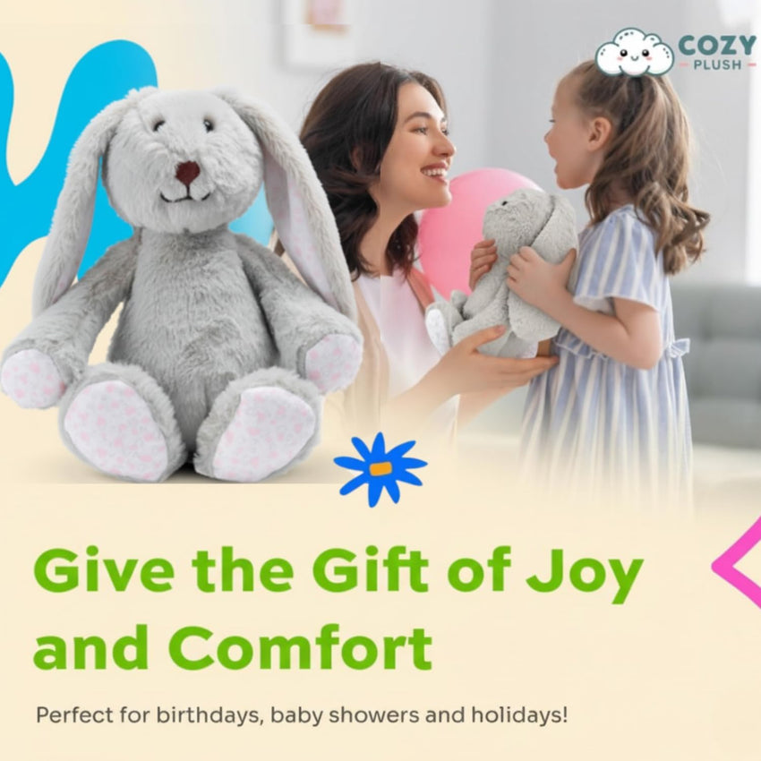 Stuffed Bunny Plush 7 Inch (Gray) - Easter Bunny Stuffed Animal - Adorable & Cuddly Rabbit Toy - Soft and Cute Plushies - First Easter Children's Gifts - Rabbit Toys for Kids